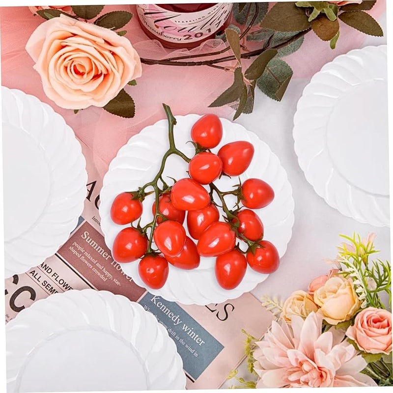 Artificial Tomato Decorations 2Pcs Red Fruit On Vine Photography Props Home Restaurant - Image 3